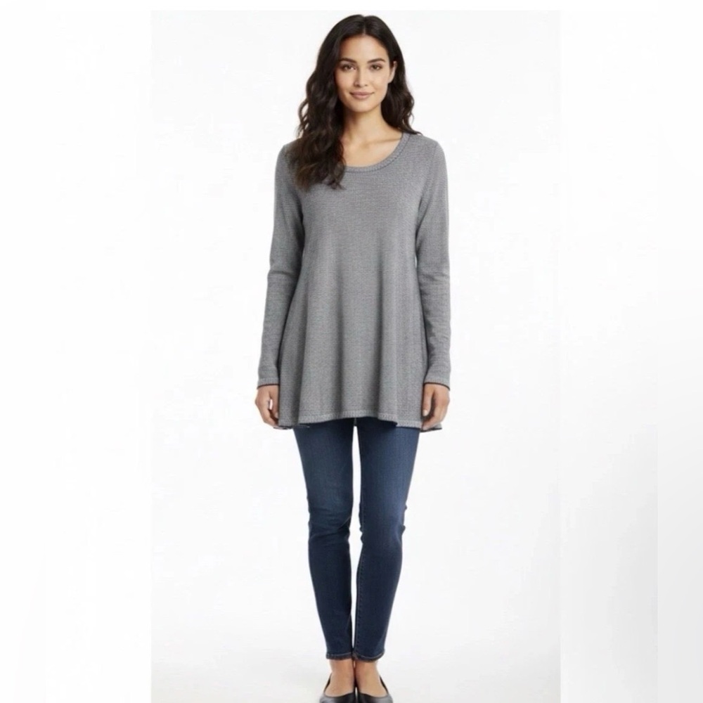 EILEEN FISHER Tencel Lyocell A Line Microstripe Top